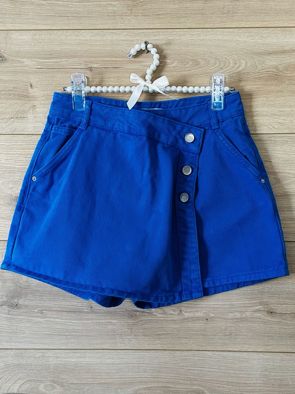 Zara Bright Blue Jeans with Label Detail
